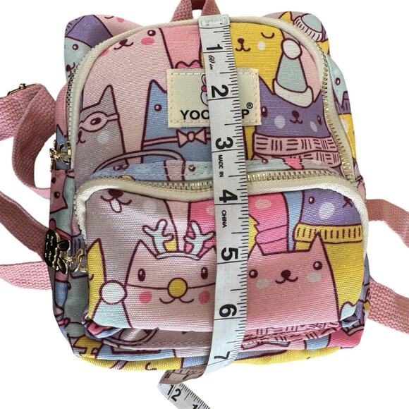 NWOT Yodalp Kids Backpack Adjustable Straps Light Pink Cat Print Cat Ears Mini - Picture 6 of 7